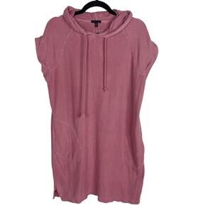 ATM Anthony Thomas Melillo XS Pink Pima Cotton Hoodie Dress Oversized Pockets